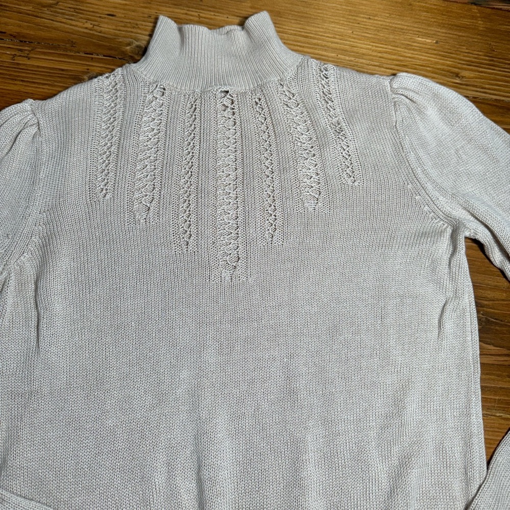 Free People Time after time sweater XS mock neck open‎ knit detail ribbed trim - Picture 3 of 10
